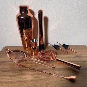 Beautify Parisian Rose Gold Bar Cocktail Shaker Set Jigger Strainer Muddler